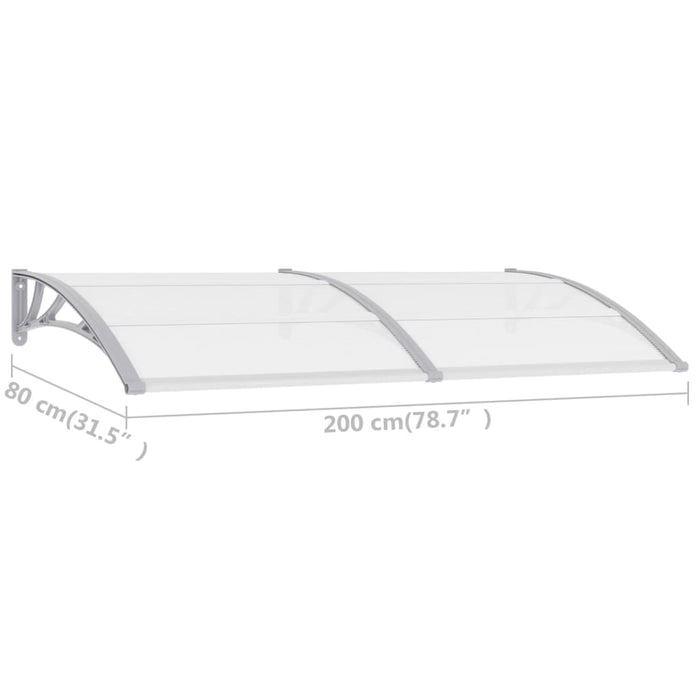 vidaXL || vidaXL Door Canopy Gray and Transparent 78.7"x31.5"PC