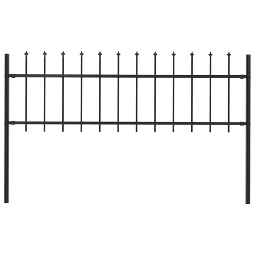 vidaXL || vidaXL Garden Fence with Spear Top Steel 66.9"x23.6" Black