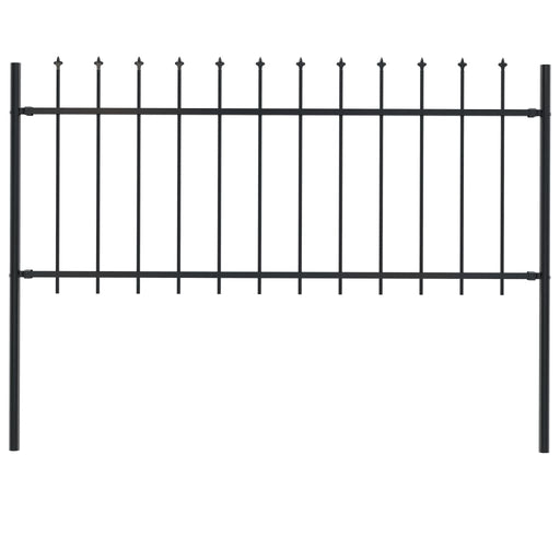 vidaXL || vidaXL Garden Fence with Spear Top Steel 66.9"x31.5" Black