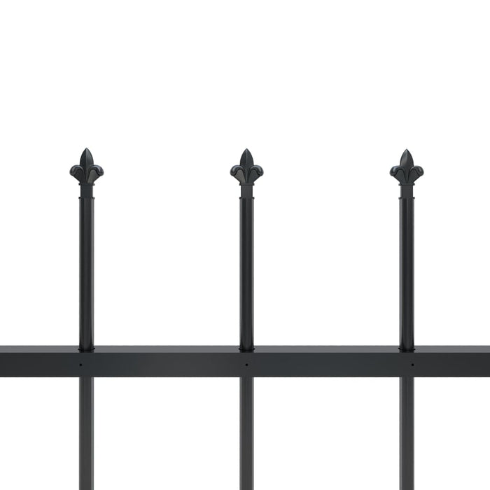 vidaXL || vidaXL Garden Fence with Spear Top Steel 66.9"x31.5" Black