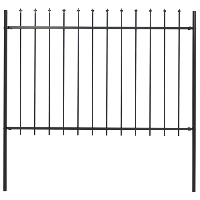vidaXL || vidaXL Garden Fence with Spear Top Steel 66.9"x47.2" Black