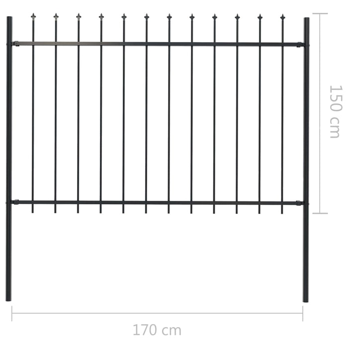 vidaXL || vidaXL Garden Fence with Spear Top Steel 66.9"x59.1" Black