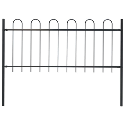 vidaXL || vidaXL Garden Fence with Hoop Top Steel 5.6' Black