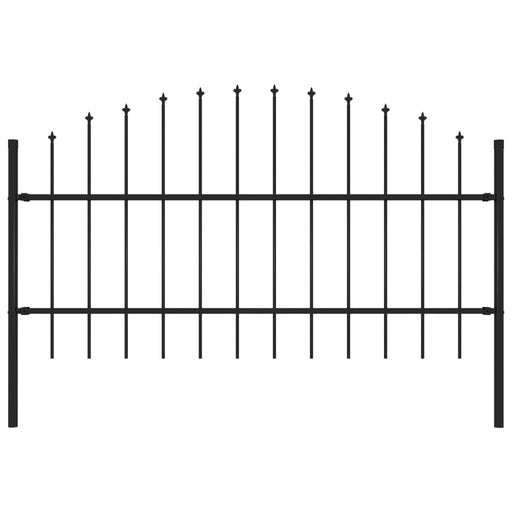 vidaXL || vidaXL Garden Fence with Spear Top Steel 5.6' Black