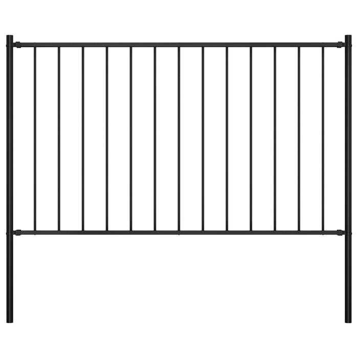 vidaXL || vidaXL Fence Panel with Posts Powder-coated Steel 5.6'x2.5' Black