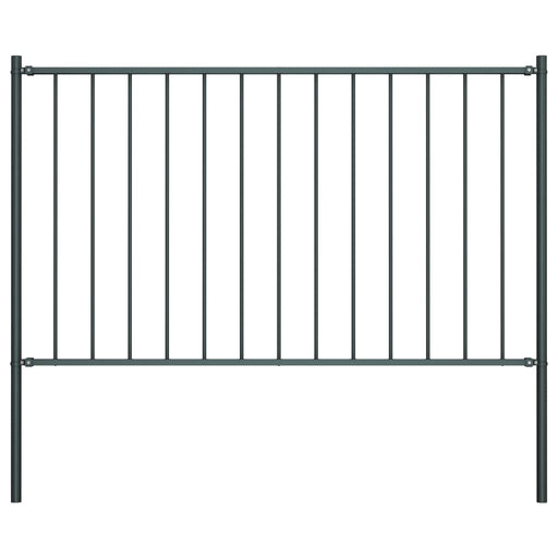 vidaXL || vidaXL Fence Panel with Posts Powder-coated Steel 5.6'x2.5' Anthracite