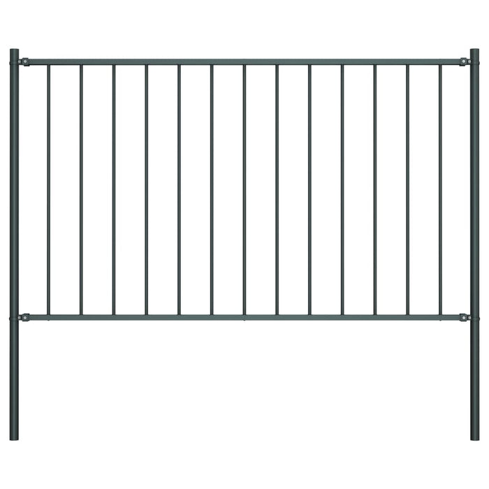 vidaXL || vidaXL Fence Panel with Posts Powder-coated Steel 5.6'x2.5' Anthracite