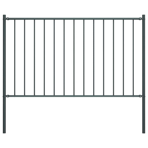 vidaXL || vidaXL Fence Panel with Posts Powder-coated Steel 5.6'x3.3' Anthracite