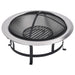 vidaXL || vidaXL Outdoor Fire Pit with Grill Stainless Steel 29.9"
