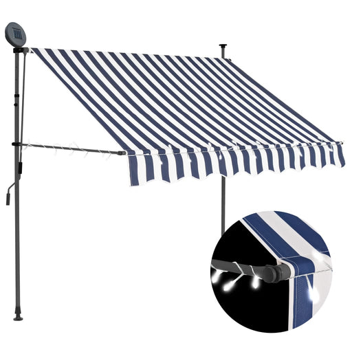 vidaXL || vidaXL Manual Retractable Awning with LED 59.1" Blue and White