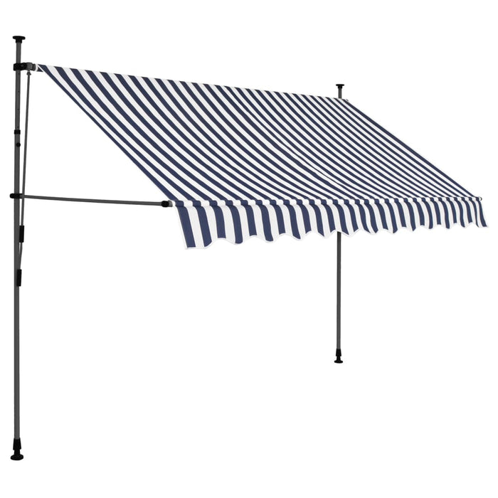 vidaXL || vidaXL Manual Retractable Awning with LED 98.4" Blue and White
