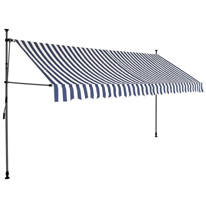 vidaXL || vidaXL Manual Retractable Awning with LED 137.8" Blue and White