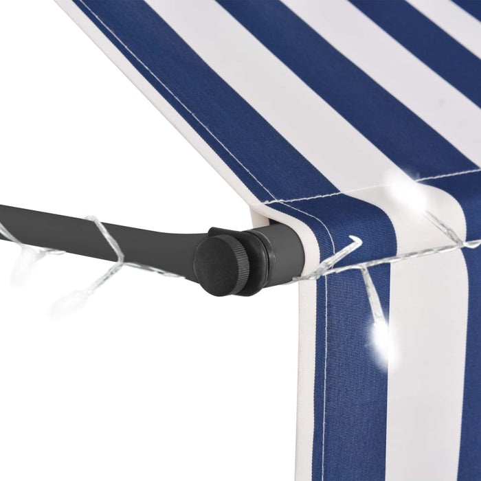vidaXL || vidaXL Manual Retractable Awning with LED 137.8" Blue and White