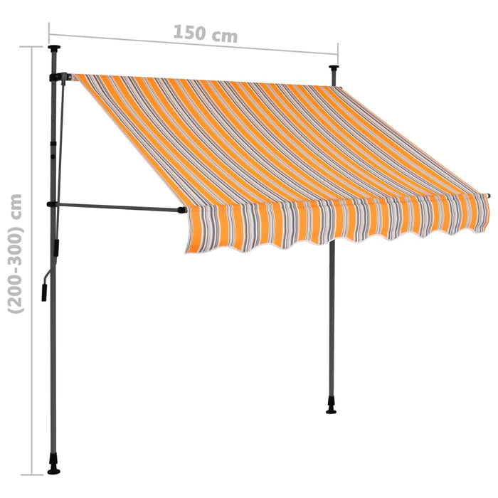 vidaXL || vidaXL Manual Retractable Awning with LED 59.1" Yellow and Blue