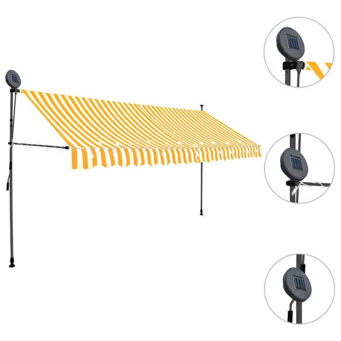 vidaXL || vidaXL Manual Retractable Awning with LED 157.5" White and Orange