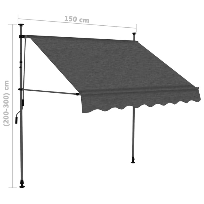 vidaXL || vidaXL Manual Retractable Awning with LED 59.1" Anthracite
