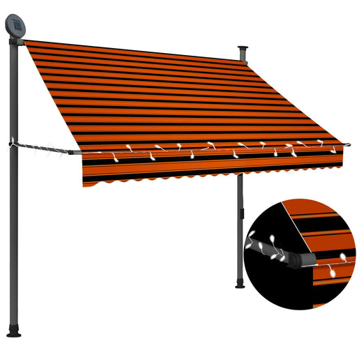 vidaXL || vidaXL Manual Retractable Awning with LED 78.7" Orange and Brown