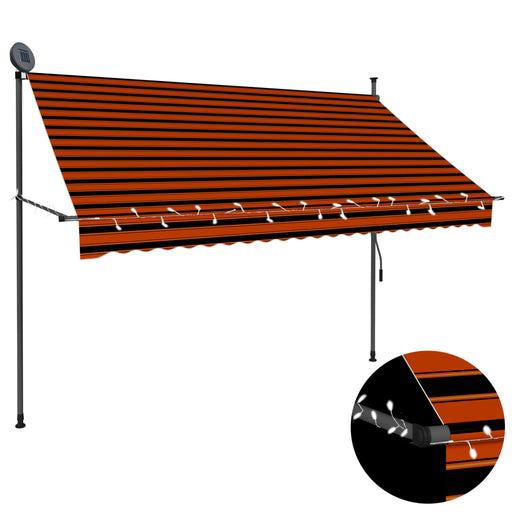 vidaXL || vidaXL Manual Retractable Awning with LED 98.4" Orange and Brown