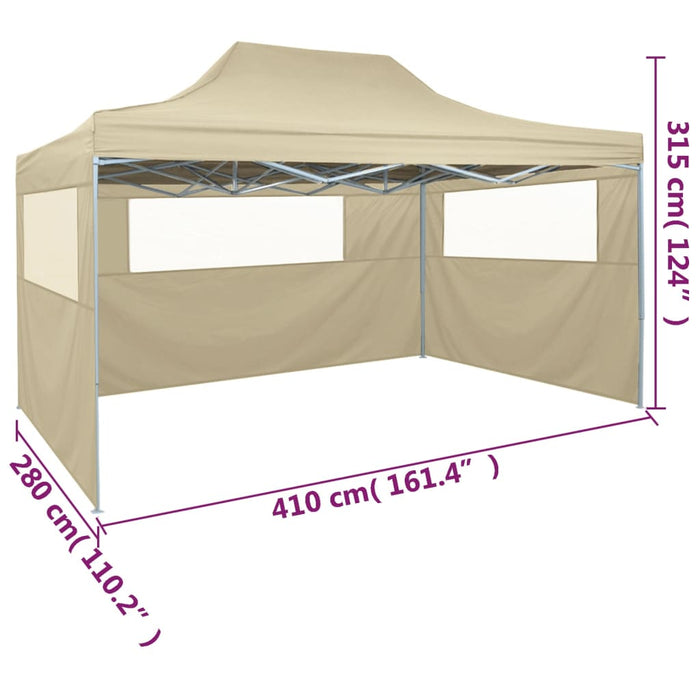 vidaXL || vidaXL Professional Folding Party Tent with 3 Sidewalls 9.8'x13.1' Steel Cream