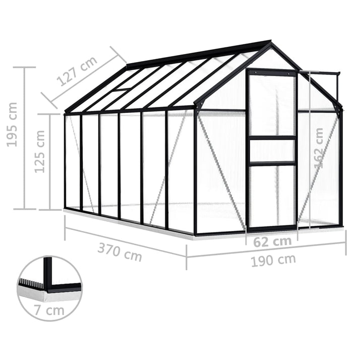 vidaXL || vidaXL Greenhouse with Base Frame Anthracite Aluminum 75.7 ft²
