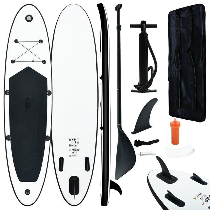 vidaXL || vidaXL Inflatable Stand up Paddle Board Set Black and White