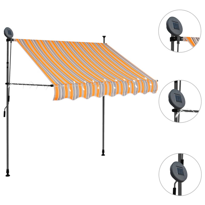 vidaXL || vidaXL Manual Retractable Awning with LED 59.1" Yellow and Blue