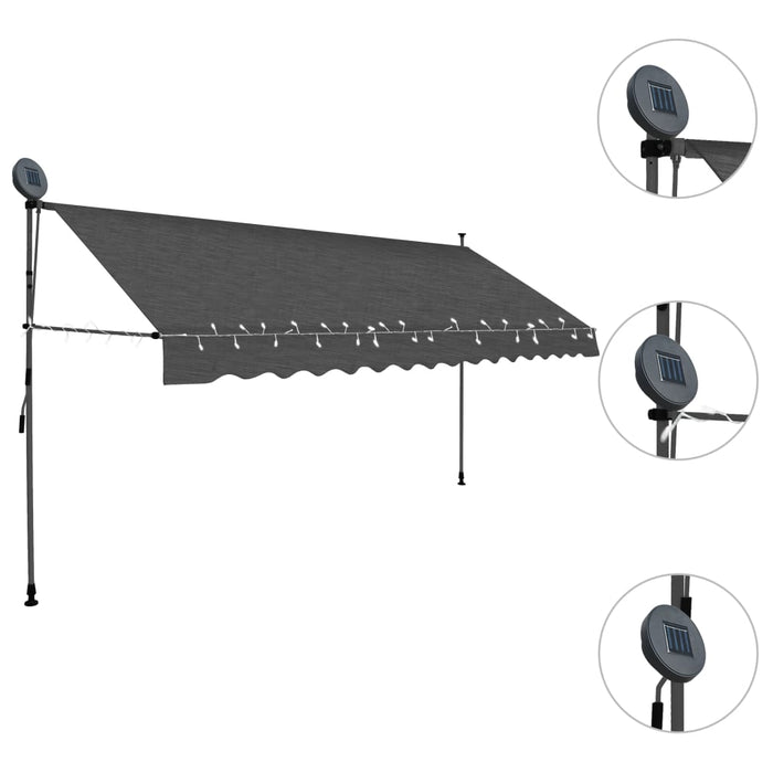 vidaXL || vidaXL Manual Retractable Awning with LED 137.8" Anthracite