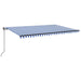 vidaXL || vidaXL Manual Retractable Awning with LED 196.9"x118.1" Blue and White