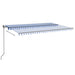 vidaXL || vidaXL Manual Retractable Awning with LED 196.9"x118.1" Blue and White