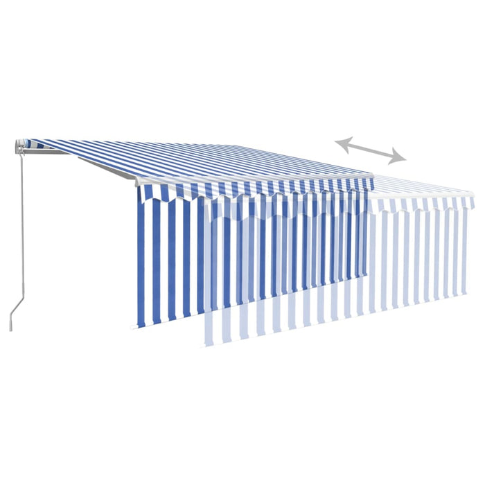 vidaXL || vidaXL Manual Retractable Awning with Blind 9.8'x8.2' Blue&White