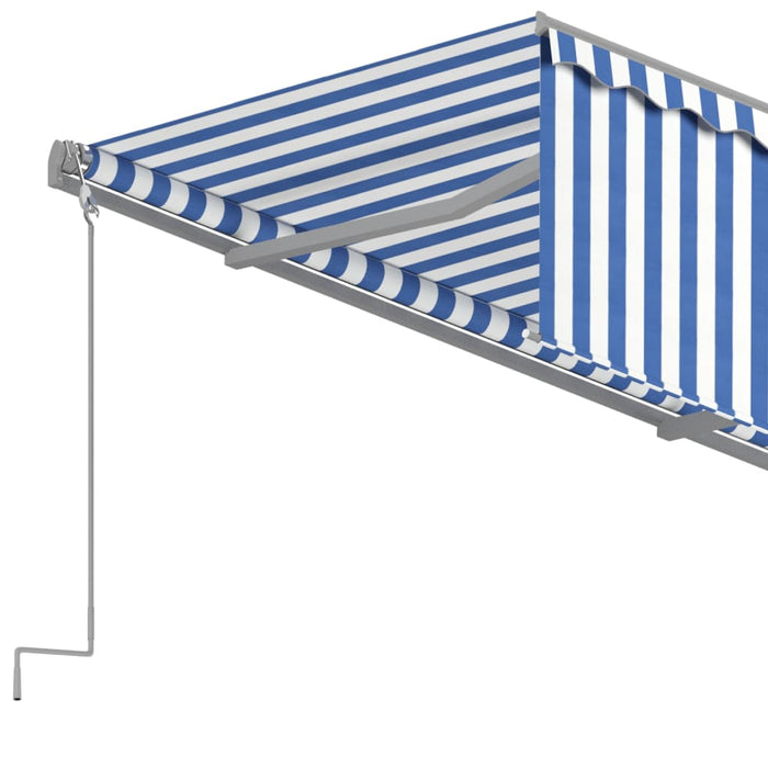 vidaXL || vidaXL Manual Retractable Awning with Blind 13.1'x9.8' Blue&White