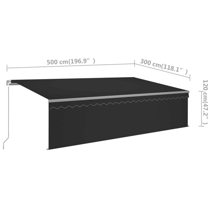 vidaXL || vidaXL Manual Retractable Awning with Blind&LED 16.4'x9.8' Anthracite