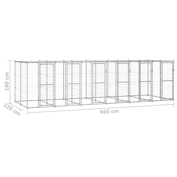 vidaXL || vidaXL Outdoor Dog Kennel Galvanized Steel with Roof 156.3 ft²