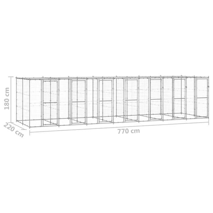 vidaXL || vidaXL Outdoor Dog Kennel Galvanized Steel with Roof 182.3 ft²