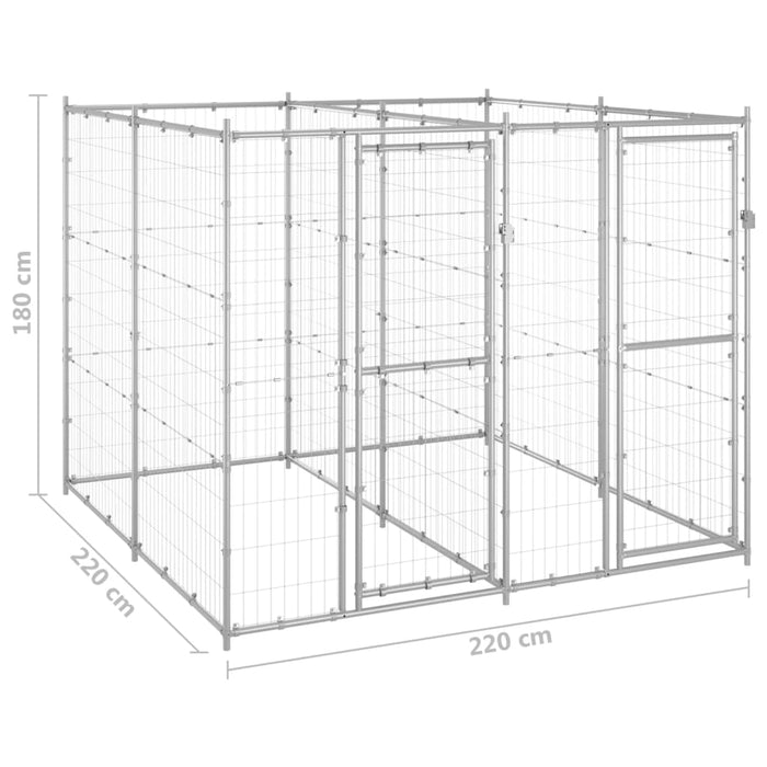 vidaXL || vidaXL Outdoor Dog Kennel Galvanized Steel 52.1 ft²
