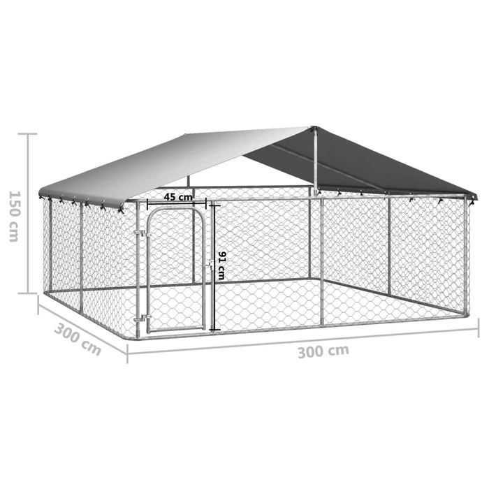 vidaXL || vidaXL Outdoor Dog Kennel with Roof 118.1"x118.1"x59.1"