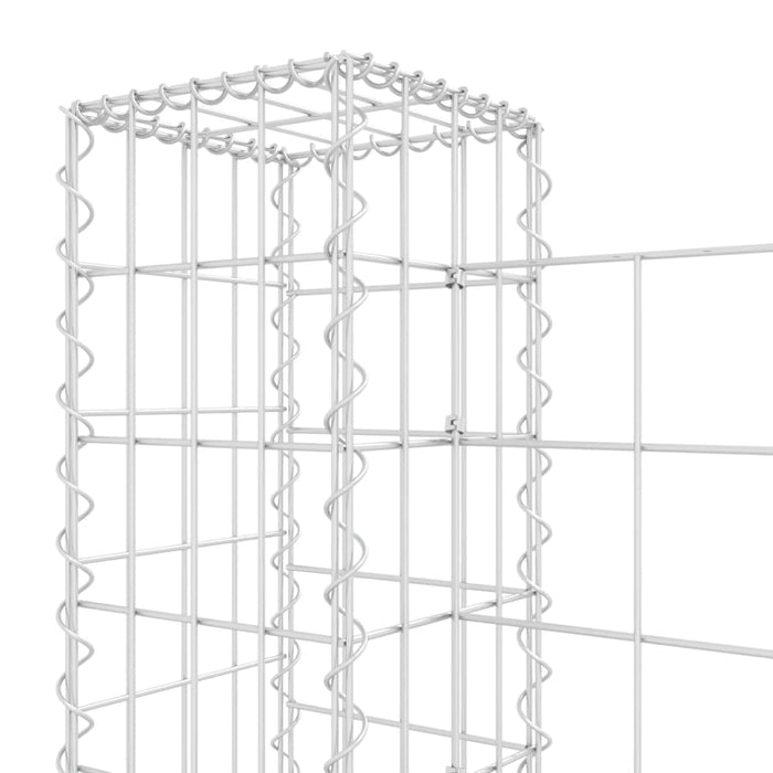 vidaXL || vidaXL U-shape Gabion Basket with 5 Posts Iron 196.9"x7.9"x39.4"