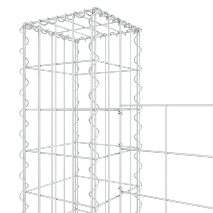 vidaXL || vidaXL U-shape Gabion Basket with 2 Posts Iron 55.1"x7.9"x59.1"