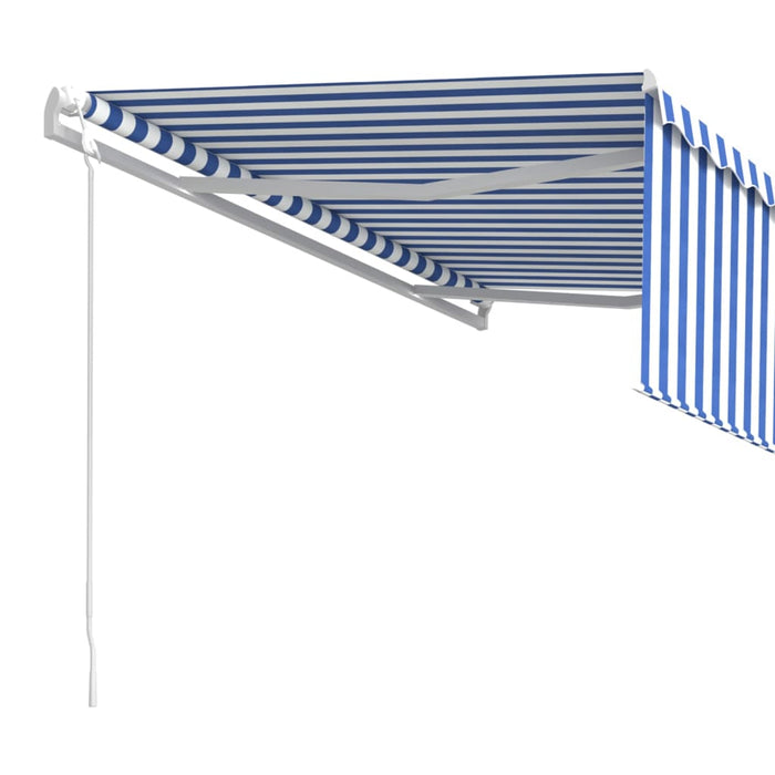 vidaXL || vidaXL Automatic Retractable Awning with Blind 13.1'x9.8' Blue&White