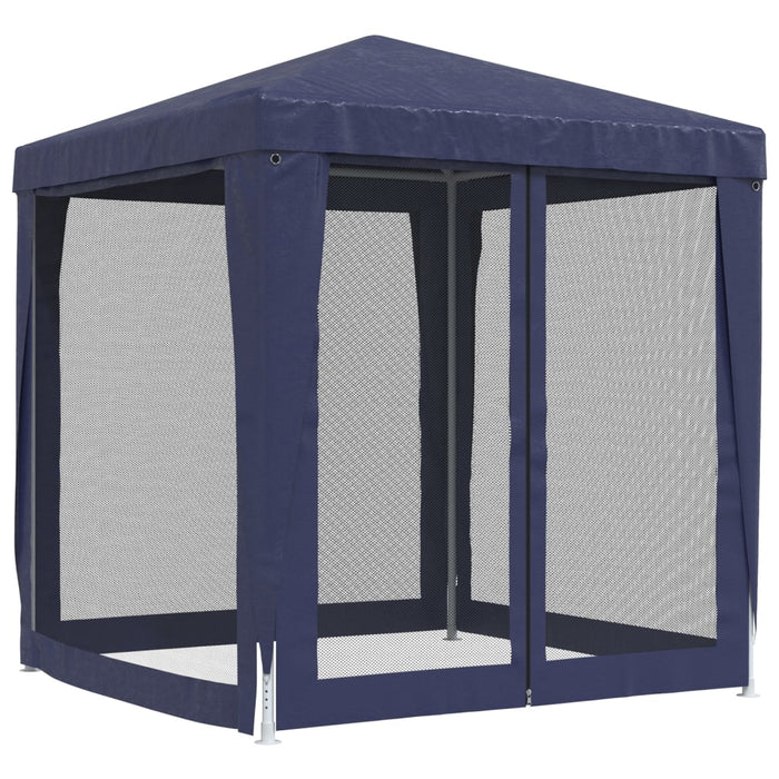 vidaXL || vidaXL Party Tent with 4 Mesh Sidewalls Blue 6.6'x6.6' HDPE