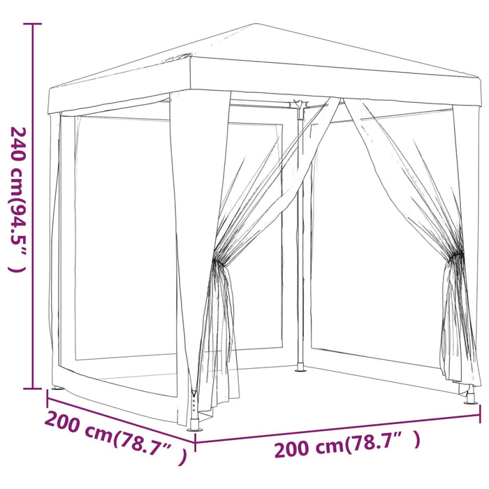 vidaXL || vidaXL Party Tent with 4 Mesh Sidewalls Anthracite 6.6'x6.6' HDPE