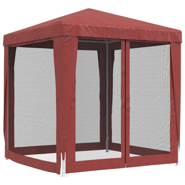 vidaXL || vidaXL Party Tent with 4 Mesh Sidewalls Red 6.6'x6.6' HDPE
