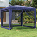 vidaXL || vidaXL Party Tent with 4 Mesh Sidewalls Blue 9.8'x9.8' HDPE