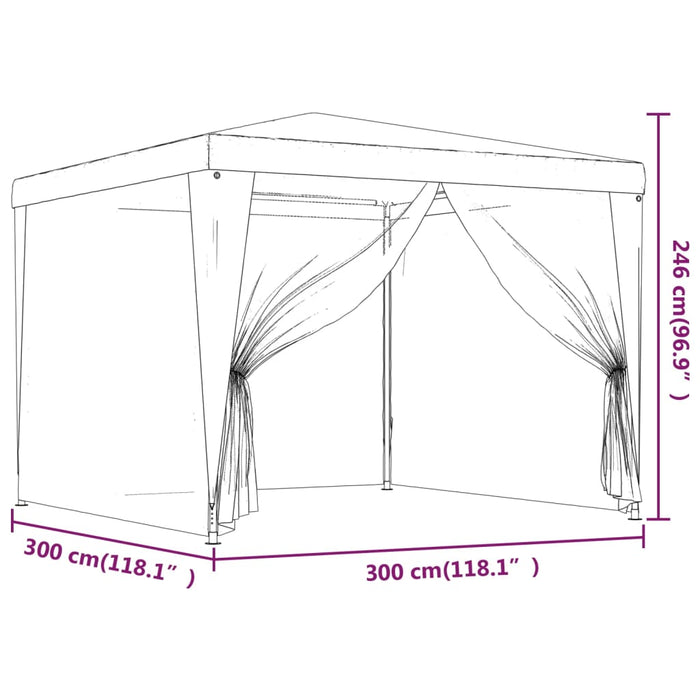 vidaXL || vidaXL Party Tent with 4 Mesh Sidewalls Green 9.8'x9.8' HDPE