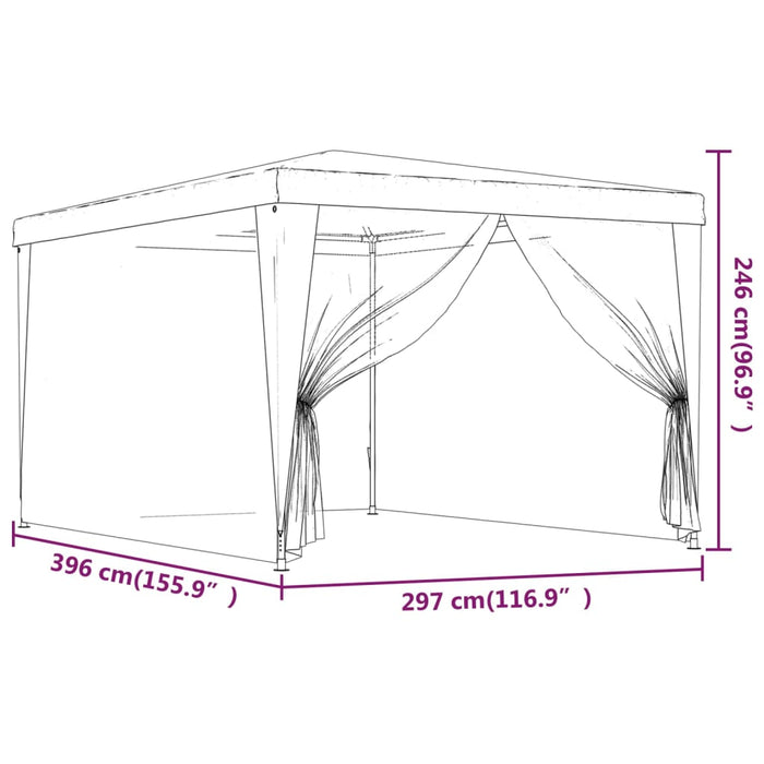vidaXL || vidaXL Party Tent with 4 Mesh Sidewalls Blue 9.8'x13.1' HDPE