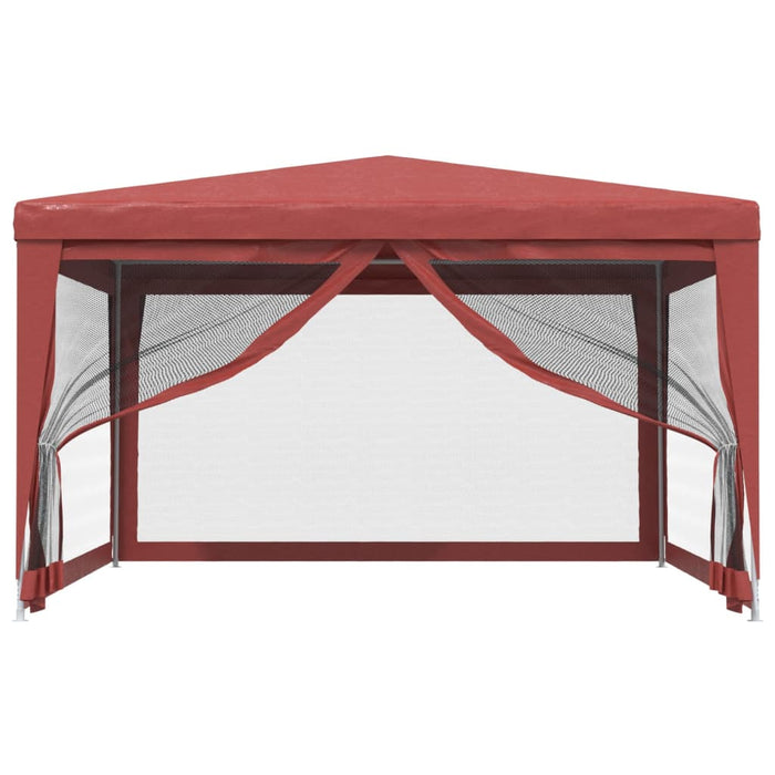 vidaXL || vidaXL Party Tent with 4 Mesh Sidewalls Red 13.1'x13.1' HDPE