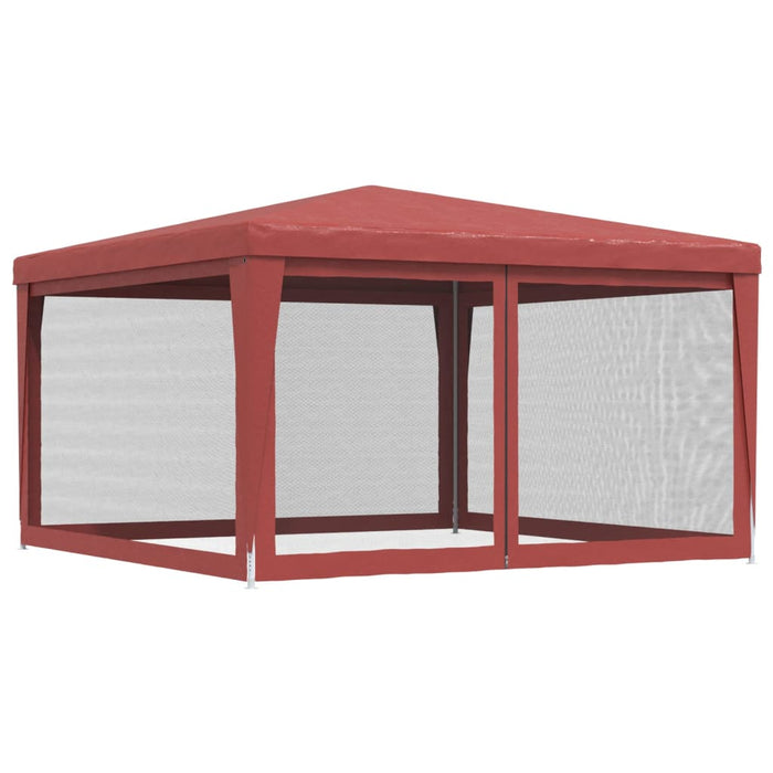 vidaXL || vidaXL Party Tent with 4 Mesh Sidewalls Red 13.1'x13.1' HDPE