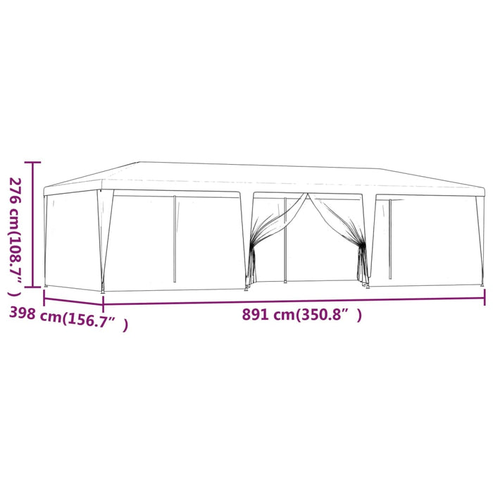 vidaXL || vidaXL Party Tent with 8 Mesh Sidewalls Blue 29.5'x13.1' HDPE