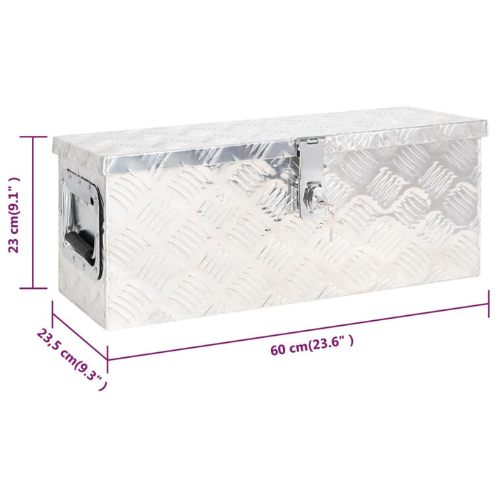 vidaXL || vidaXL Storage Box Silver 23.6"x9.3"x9.1" Aluminum