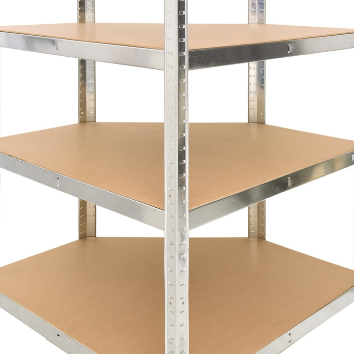vidaXL || vidaXL 5-Layer Corner Shelf Silver Steel&Engineered Wood
